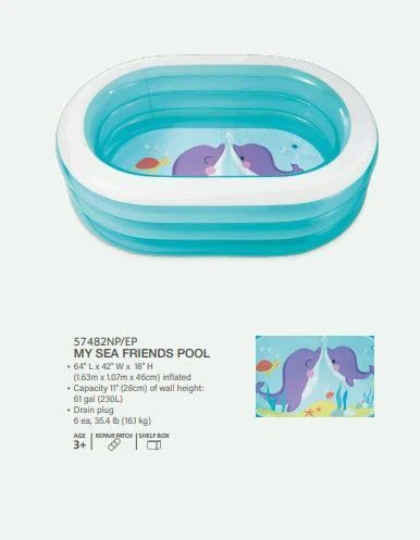 Intex Басейн 57482 NP Китеня розміром 163х107х46см, обсяг 238л, вага: 2,66кг, від 3 років 14636 фото