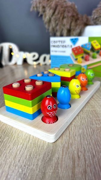Доска логическая деревянная сортер рыбалка 40426 WToys рыбки на магнитах геометрические фигурки 171309 фото